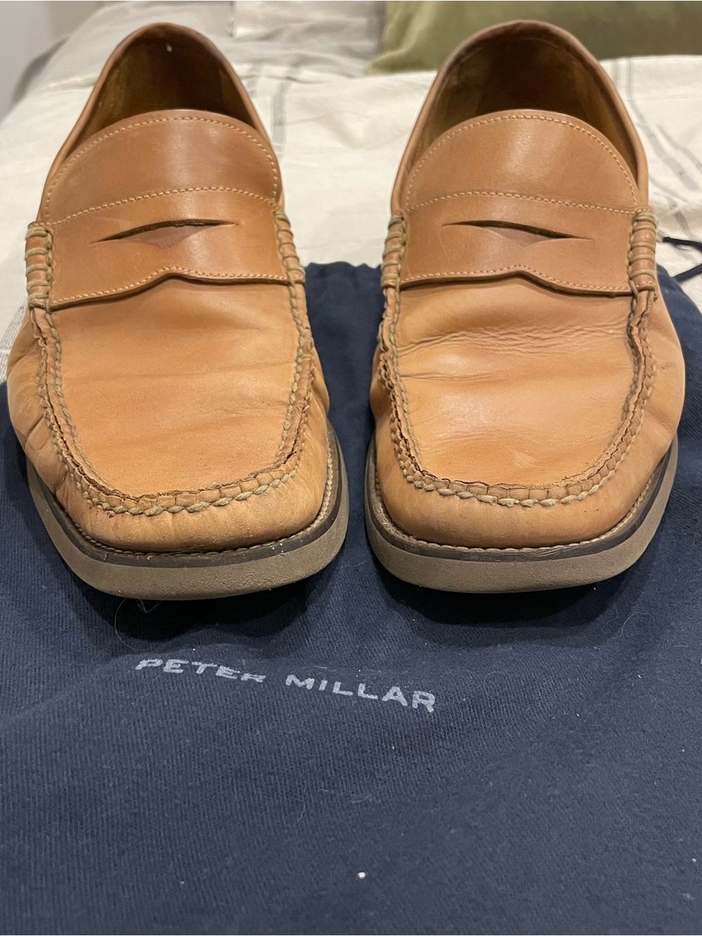 Peter Millar Brown Leather Penny Loafers